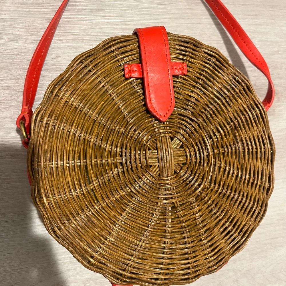 J. Crew Red and Brown Woven Crossbody Bag